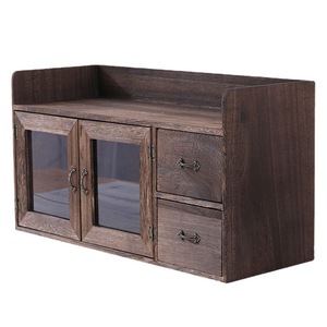 Wooden <b>Desktop</b> Storage Cabinet With Drawers For Jewelry And Cosmetics Chinese Style Organizer Retro Color Natural Wood - Product Image 5
