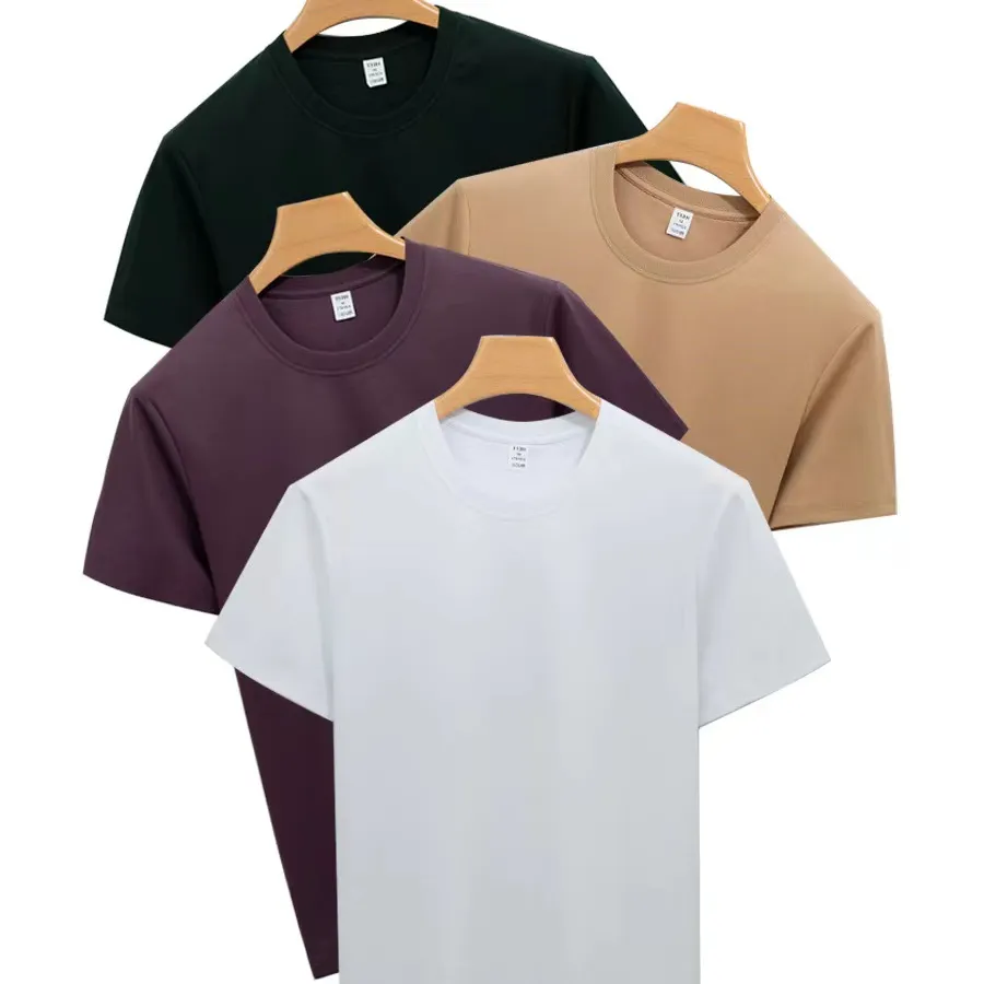 160S/2 Luxe Ronde Hals Zacht Glanzend Blank Dubbel Gemerceriseerd Katoenen Heren T-Shirts Gloss Supima Katoenen T-Shirt