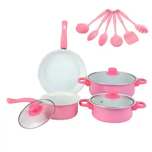 Dose Küche Suppen-Topf bügeln Küche Suppen-Stoff-Töpfe rosa Bratpfanne antihaft-Kochgeschirr-Set