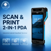 Terminal PDA portable mobile avec imprimante de reçus, écran tactile 5,5 pouces, Android 16 sans fil intégré, imprimante de reçus POS, scanner