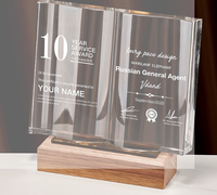 Plaque de certificat ouverte en cristal écologique personnalisée, trophée gravé, base en bois pour les cadeaux de salon professionnel, cadeaux de bienvenue