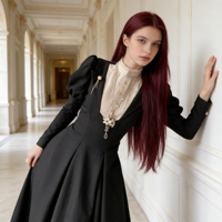 Robe gothique victorienne noire Lolita OP, élégante, rétro, costume de cosplay, robe de soirée formelle vintage pour femmes
