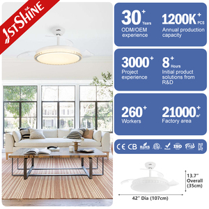 1stshine ventilateur <span class=keywords><strong>de</strong></span> plafond à LED 30W éclairage à LED fonctionnement silencieux ventilateur <span class=keywords><strong>de</strong></span> plafond à pales cachées avec télécommande - Product Image 1