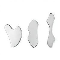 Outil de massage facial Gua Sha en acier inoxydable argenté, grattoir de beauté, spatule de maquillage, masseur pour le soin de la peau, 12,5 cm