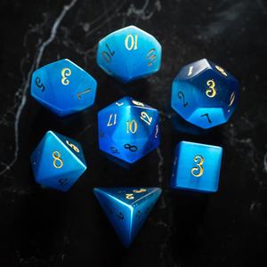 定制骰子天然宝石雕刻 DND 手工石多面体骰子套装蓝猫眼促销礼品游戏玩具 - Product Image 5