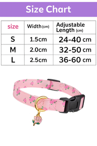 Fabriek Groothandel Reflecterende Zachte Polyester & Katoenen Gesp Hond & Kat Kraag Met Snelle Release Anti-Verloren Roze Bloemen Print - Product Image 6
