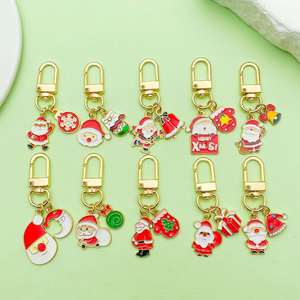 Christmas Keychain Bulk Cute Cartoon Alloy Pendant Set with Christmas <b>Tree</b> Santa Bell Snowflake for Gift Decoration - Product Image 1