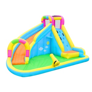 Parc aquatique gonflable avec toboggans, piscine gonflable, trampoline château, aire de jeux pour enfants, toboggans gonflables élastiques - Product Image 1