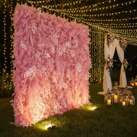 Panel Dinding Bunga Sutra Buatan yang Indah dan Mirip Asli untuk Latar Belakang Acara Pernikahan dan Pesta Ulang Tahun