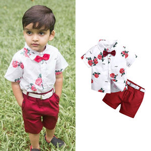 Conjunto de Camisa y Pantalones Cortos con Estampado de Flores de Verano para Niños, Bebés y Niños Pequeños - Product Image 2
