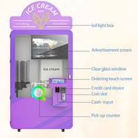 Distributeur automatique de crème glacée molle intelligent 24h/24, bras robotisé sans personnel, paiement multilingue, écran publicitaire LED, nettoyage automatique