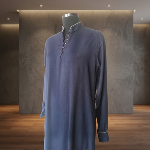 Dernières robes abaya à col montant pour femmes tissu bambou écologique en coton résistant aux UV passepoil long vêtements ethniques pour dames - Product Image 2