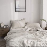 Ensemble de housse de couette 3 pièces en lin de luxe 100% Design brodé naturel lisse confortable pour chambre à coucher décor moderne