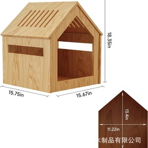 Casa de madera para perros/gatos, casa para gatos para todas las estaciones, casa para gatos semicerrada, nueva casa transpirable para mascotas de interior - Product Image 4