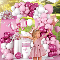 Kit d'arche de ballons de fête, thème pastèque, guirlande de ballons en aluminium rose nœud princesse, durable et recyclable, pour la fête des mères, anniversaire, bébé