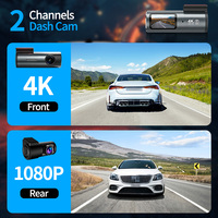 Caméra de tableau de bord WiFi 4K, mini DVR de voiture 1,47 pouce, double objectif, surveillance de stationnement 24h, capteur G, caméra de recul 1080P, vision nocturne, boîte noire