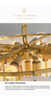 Lustre en marbre espagnol de luxe JYLIGHTING pour villa européenne, hôtel, lampe suspendue en cuivre multicouche, alabâtre