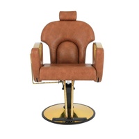 Meubles de salon de coiffure brun doré chaise de salon de coiffure en cuir pour barbier