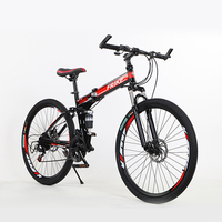 Expédition d'usine Frike Vélo VTT pliable en acier à haute teneur en carbone avec frein à disque 26/27,5 pouces pour adulte Vélo de montagne