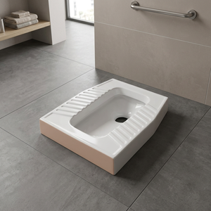 Vistaar Eastern White Squatting <b>Pan</b> Toilet <b>Ceramic</b> Sanitary Ware with Traditional African Design - Product Image 2
