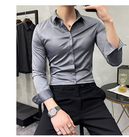 Nouvelle mode automne, robe à manches longues de couleur unie, vêtements pour hommes, chemises pour hommes, coupe slim