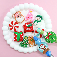 Perles en silicone motif bonhomme de neige de Noël mignonnes, très vendues, pour la fabrication de stylos et accessoires