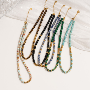 Collana all'ingrosso in acciaio inossidabile in oro bohémien collana in acciaio inossidabile fatta a mano Malachite tigre occhio guarigione pietra di perline per le donne ragazze - Product Image 1