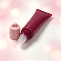 Tube souple brillant pour gloss cosmétique, couleur bordeaux, avec capuchon rose à suspendre, embout oblique rond, accessoires de suspension disponibles