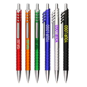 Promoção china novo modelo de plástico promocional logotipo item da caneta, barril metálico barril impressão do cliente caneta esferográfica
