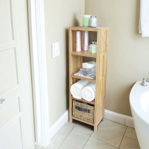 Modern Bamboo Natural 4-tier Multifunctional Bathroom Shelf Wood Shelving <b>Unit</b> <b>Corner</b> Shelves Stand Storage for Bathroom Living - Product Image 2