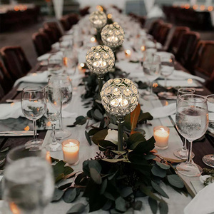 Dropship Rustic-Style Crystal Metal <strong>Tealight</strong> Candlestick Tall Crystal Votive Candle <strong>Holders</strong> Bling Bowl Candelabras for Wedding - Product Image 6