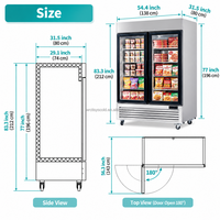 Congélateur commercial vertical vitré 1, 2, 3 ou 4 portes pour aliments surgelés et crèmes glacées
