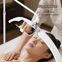 Lampe de sol demi-lune Fosoto portable pour cosmétiques et cils, avec support de téléphone pour lampe à cils de beauté