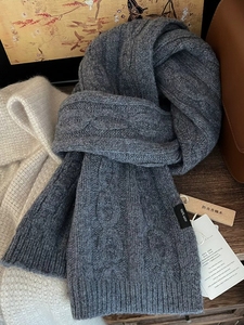Écharpe pour femme <span class=keywords><strong>en</strong></span> <span class=keywords><strong>laine</strong></span> australienne 100% premium, écharpe d'hiver classique <span class=keywords><strong>en</strong></span> tricot torsadé, écharpe rétro rouge Ancona de style britannique, chauffe-<span class=keywords><strong>cou</strong></span> chaud - Product Image 2