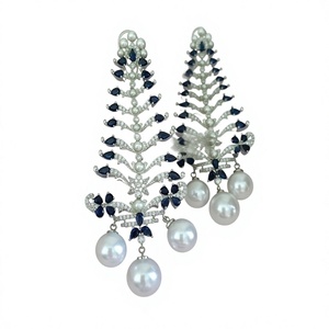 Beautiful Premium Quality Brass <b>Silver</b> Plated <b>Drop</b> Moissanite <b>Earring</b> For Women Wedding Wear Collection - Product Image 2
