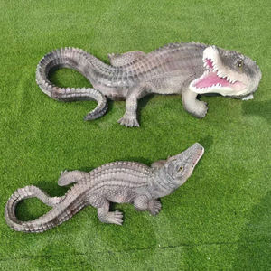 Escultura de <span class=keywords><strong>animal</strong></span> de cocodrilo de resina de fibra de vidrio gigante de jardín personalizado con dispositivo deslizante de cabeza de cocodrilo - Product Image 6
