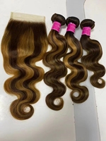 Mengtong Paquet de cheveux droits non traités à double traction 12A Grade High Quality Virgin Cuticle Aligned Piano Bundle de cheveux humains colorés