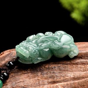 Pendentif en jade naturel vert turquoise Pixiu, UNISEXE, besties mythiques, style chinois, cadeau avec certificat d'évaluation PX61 - Product Image 3