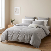 Parure de lit 3 pièces en coton égyptien 450TC, tissage satiné, housse de couette et drap-housse rafraîchissants et respirants pour les personnes ayant chaud la nuit