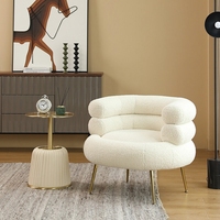Chaises longues de lecture confortables pour salon chambre chaise d'appoint moderne fauteuil en velours Teddy doux avec pieds en métal doré