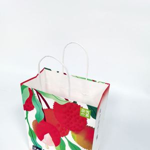 Bolsa de Papel Kraft Blanca con Impresión Completa, Materiales Reciclados, Embalaje para Bebidas, Bolsa para Llevar Comida, Asa Larga, Logotipo OEM, Té - Product Image 4