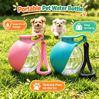 Bouteille d'eau portable pliable 2-en-1 en PETG de qualité alimentaire pour animaux de compagnie (chiens et chats) – 285 ml – Idéale pour l'extérieur – Meilleure vente