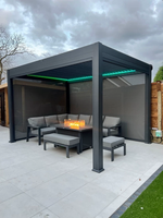 Auvent de terrasse et de jardin à toit à persiennes, structure en acier inoxydable thermolaqué, solution de brise-soleil de style aluminium pour balcon