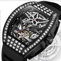 Fabricant de montres de luxe Glacé Uhr Herren Montre Homme Automatique Orologi Rose Glod Diamant Mécanique Squelette Montre Pour Hommes
