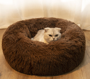 Dropshipping Chinese Fabriek Beste Prijs Lang Rond Palissander Kalmerend Hondenbed Snoer Pluche Dierenbed - Product Image 1