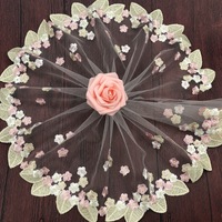 Dentelle brodée de petites fleurs multicolores avec fil doré, largeur 18 cm, dentelle soluble dans l'eau pour accessoires de poupée Barbie, vêtements