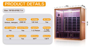 Sauna de Infrarrojos Lejanos de Espectro Completo para 3 Personas, Moderna y Espaciosa, para Gimnasio y Apartamento, para Pérdida de Peso y Desintoxicación - Product Image 2