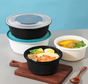 Contenedor Redondo Desechable de Plástico PP para Alimentos, Color Azul Porsche, Hermético, Apto para <span class=keywords><strong>Microondas</strong></span> y Refrigeración - Product Image 1