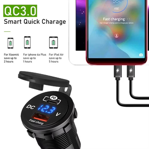 Cable PD60W, <span class=keywords><strong>Cargador</strong></span> de Coche de 70W, 12V-24V, Encendedor de Cigarrillos USB con Puerto PD 3.0 y QC 3.0, USB para Coche, Toma de Corriente USB Impermeable de 12 Voltios - Product Image 6