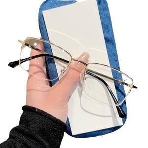 Lunettes optiques demi-cerclées pour hommes, monture moyenne, lentille en PC, design quadrilatère, style professionnel, anti-rayonnement de lumière bleue, 9811 - Product Image 3